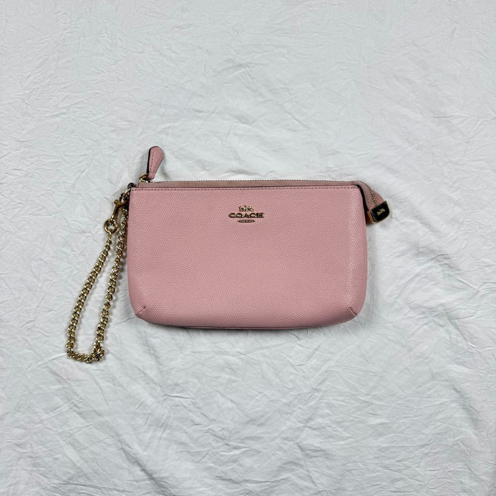 Coach Nolita 19 Wristlet Pink Crossgrain Leather Gold Chain 73044